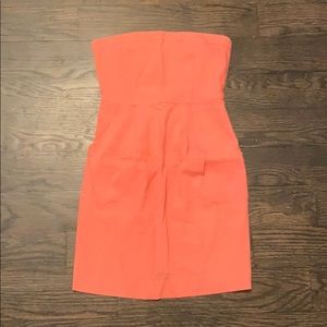 Strapless coral Theory mini dress